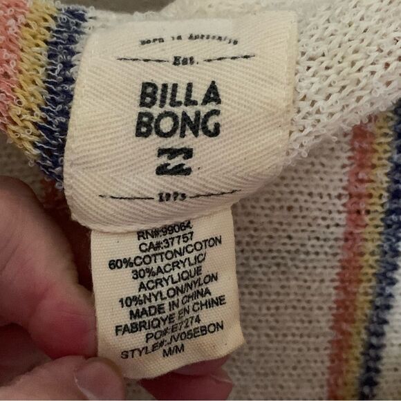 Billabong Bonfire Beach Hooded Terrycloth Sweatshirt in White Cap SZ Medium - Picture 4 of 9